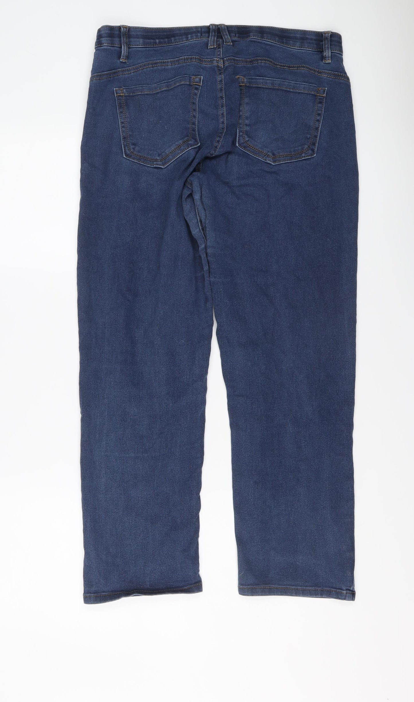 Angels Womens Blue Cotton Straight Jeans Size 14 L26 in Regular Button