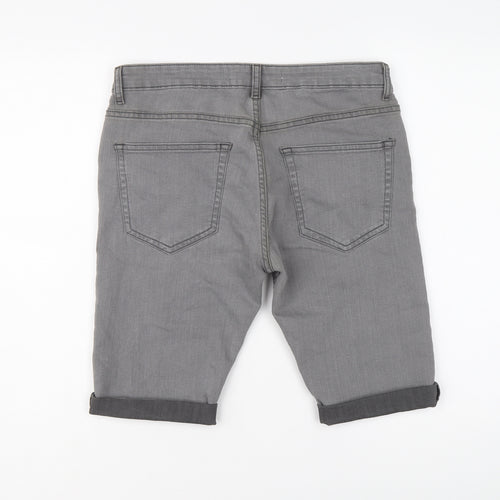 Topman Mens Grey Cotton Bermuda Shorts Size 34 in Regular Button