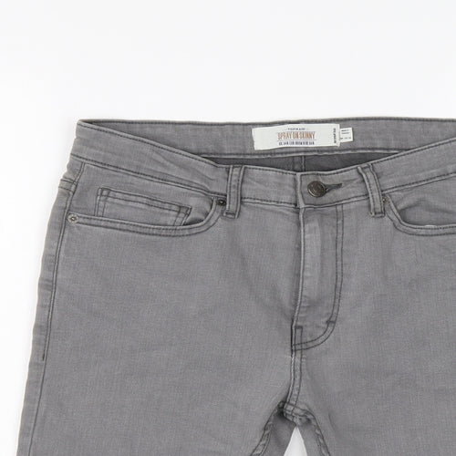 Topman Mens Grey Cotton Bermuda Shorts Size 34 in Regular Button