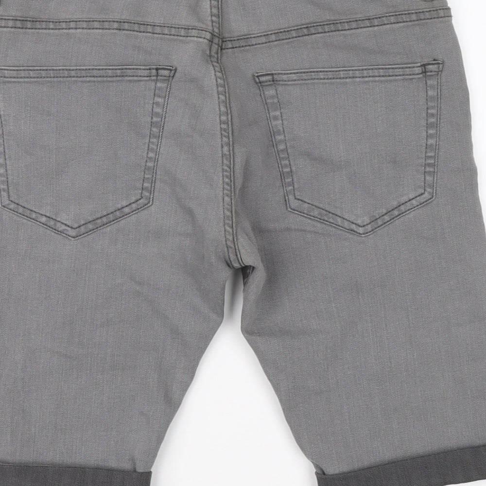 Topman Mens Grey Cotton Bermuda Shorts Size 34 in Regular Button