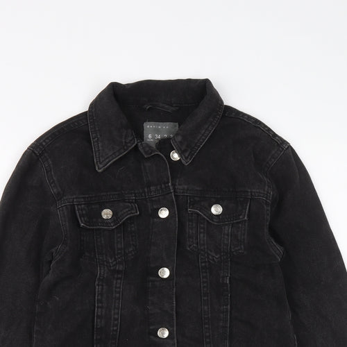 Denim & Co. Womens Black Jacket Size 6 Button