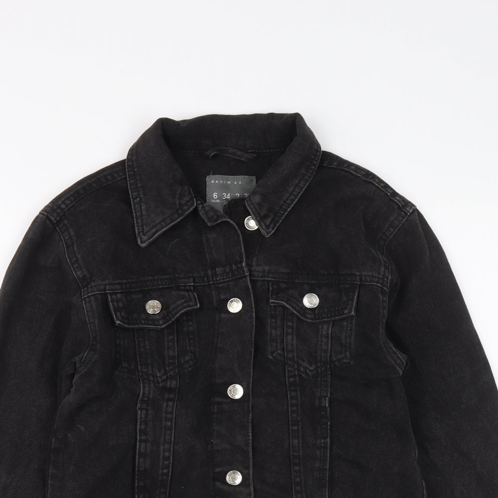 Denim & Co. Womens Black Jacket Size 6 Button