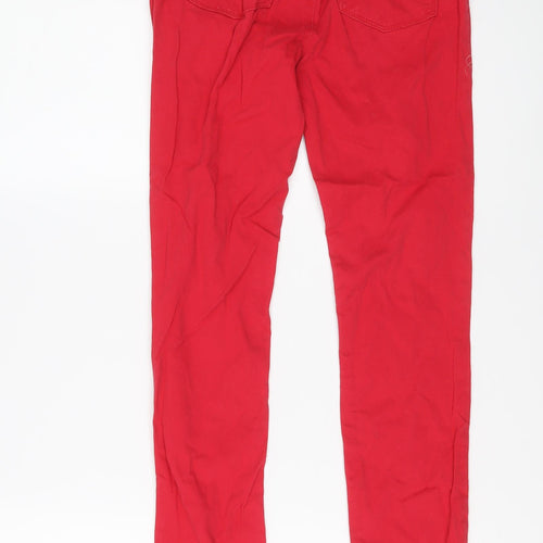 Denim & Co. Girls Red Cotton Skinny Jeans Size 12-13 Years Regular Button
