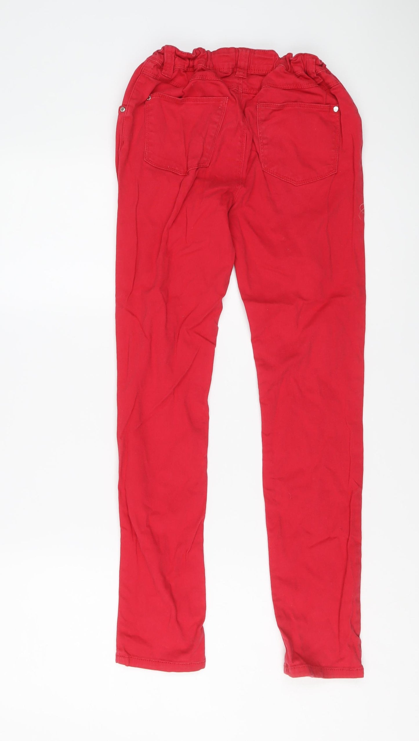 Denim & Co. Girls Red Cotton Skinny Jeans Size 12-13 Years Regular Button