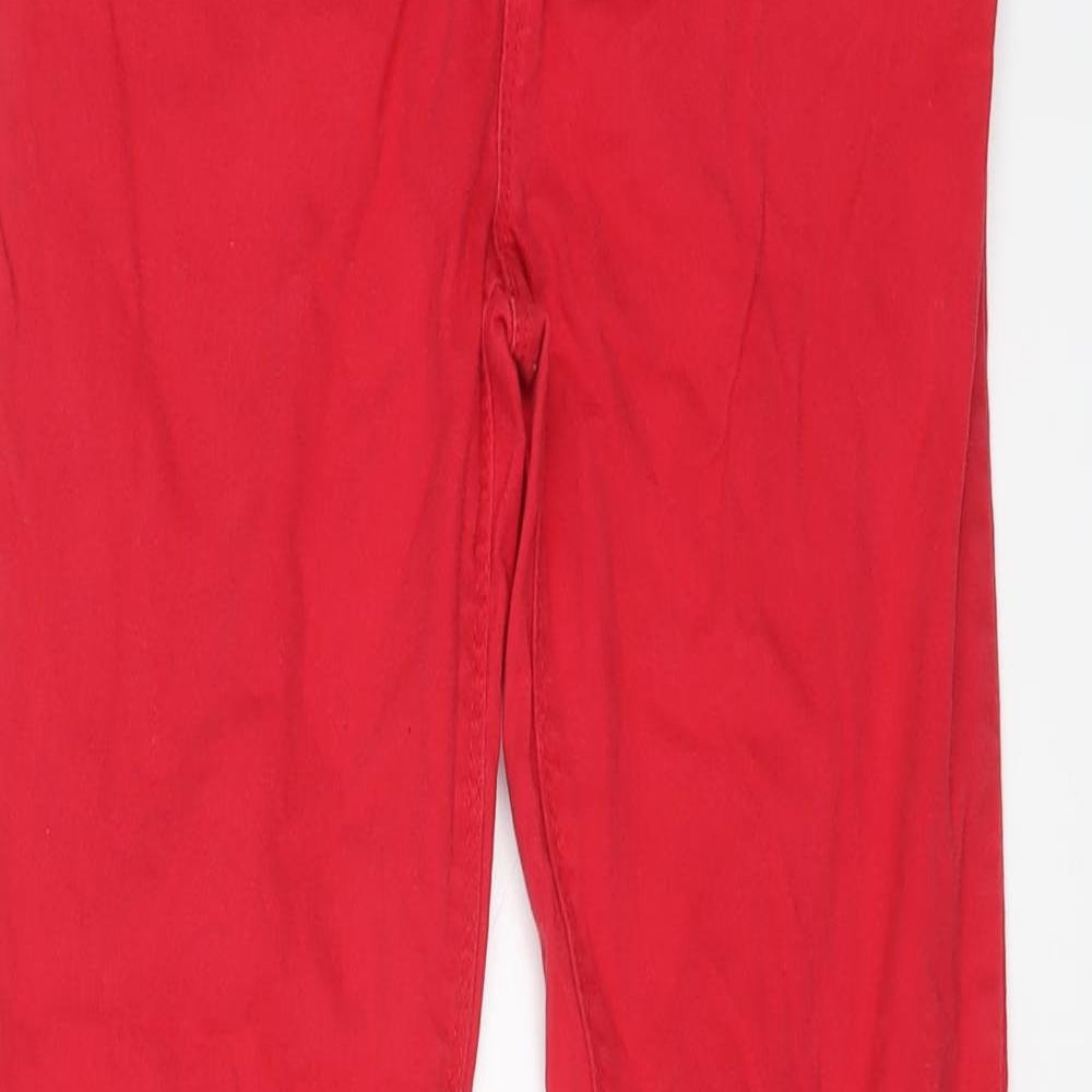 Denim & Co. Girls Red Cotton Skinny Jeans Size 12-13 Years Regular Button