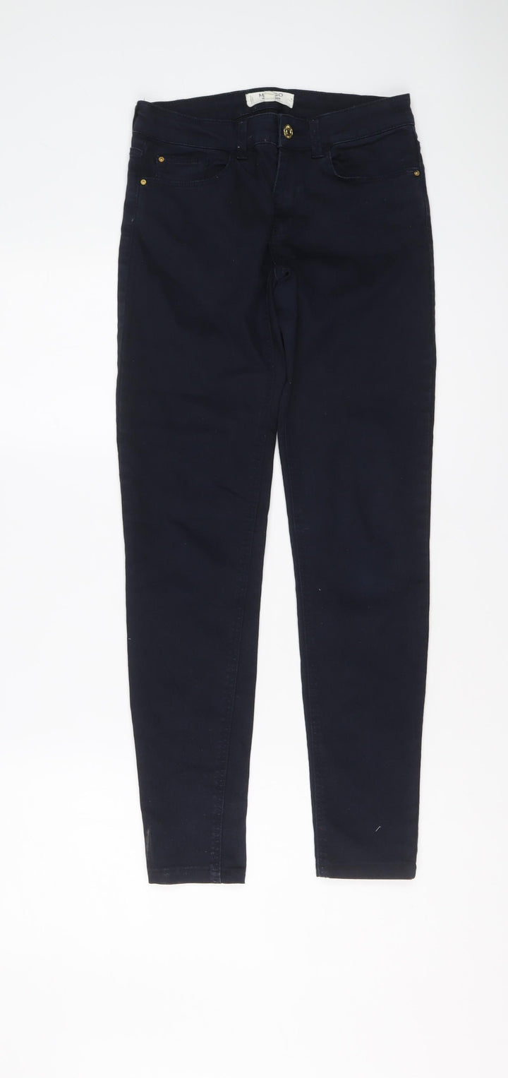 Mango Womens Blue Cotton Skinny Jeans Size 8 L28 in Regular Button