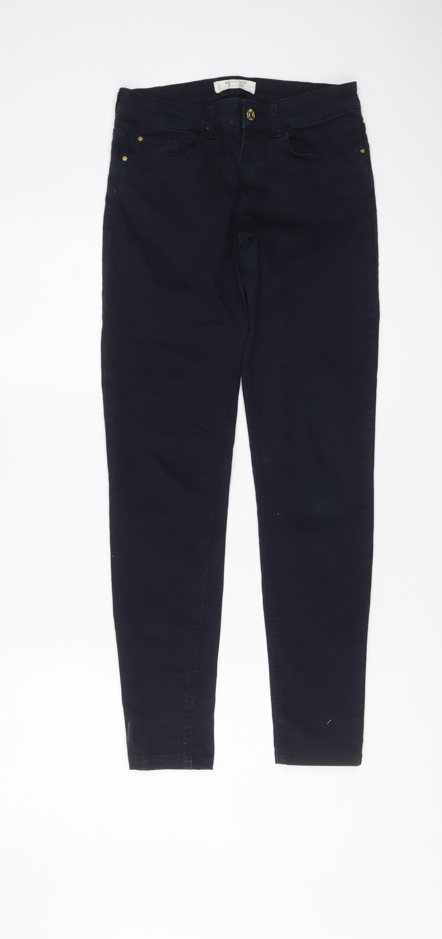 Mango Womens Blue Cotton Skinny Jeans Size 8 L28 in Regular Button