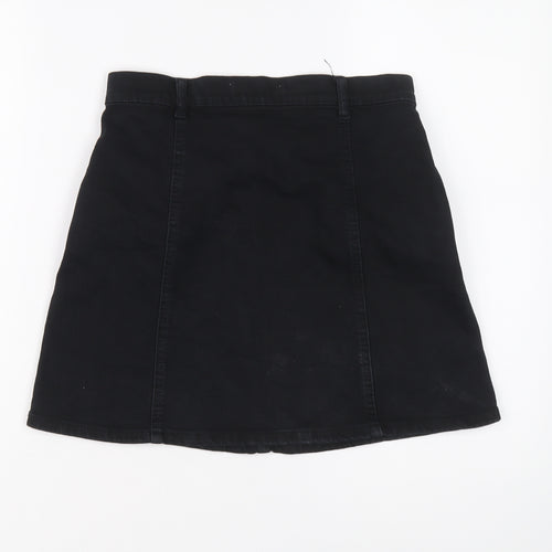 Mango Womens Blue Cotton A-Line Skirt Size S Zip
