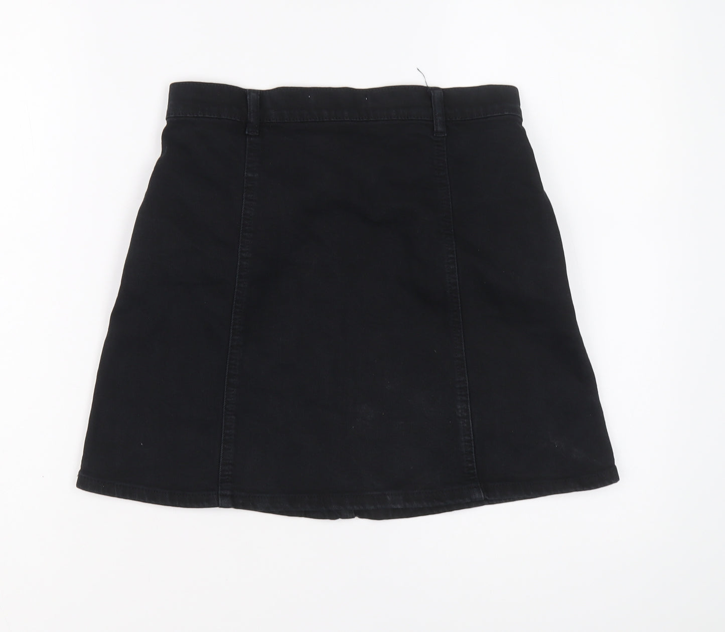 Mango Womens Blue Cotton A-Line Skirt Size S Zip