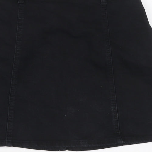 Mango Womens Blue Cotton A-Line Skirt Size S Zip