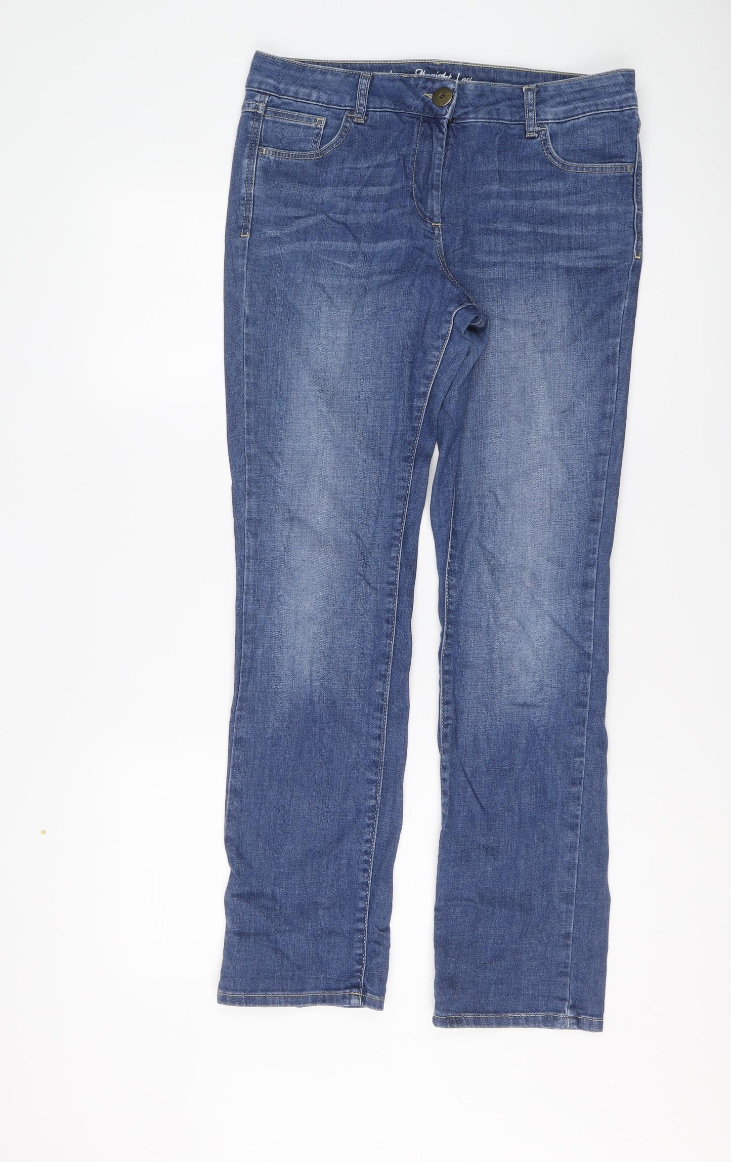 Marks and Spencer Womens Blue Cotton Bootcut Jeans Size 12 L29 in Regular Button