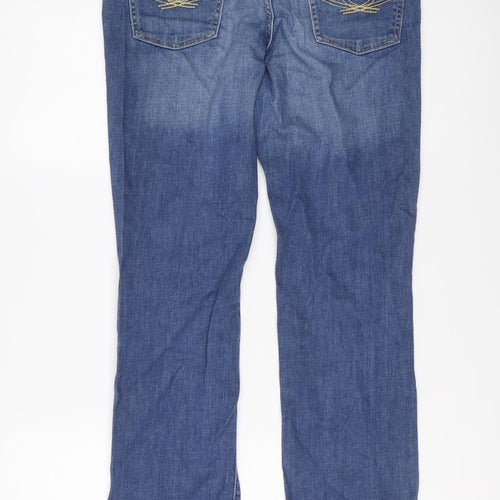 Marks and Spencer Womens Blue Cotton Bootcut Jeans Size 12 L29 in Regular Button