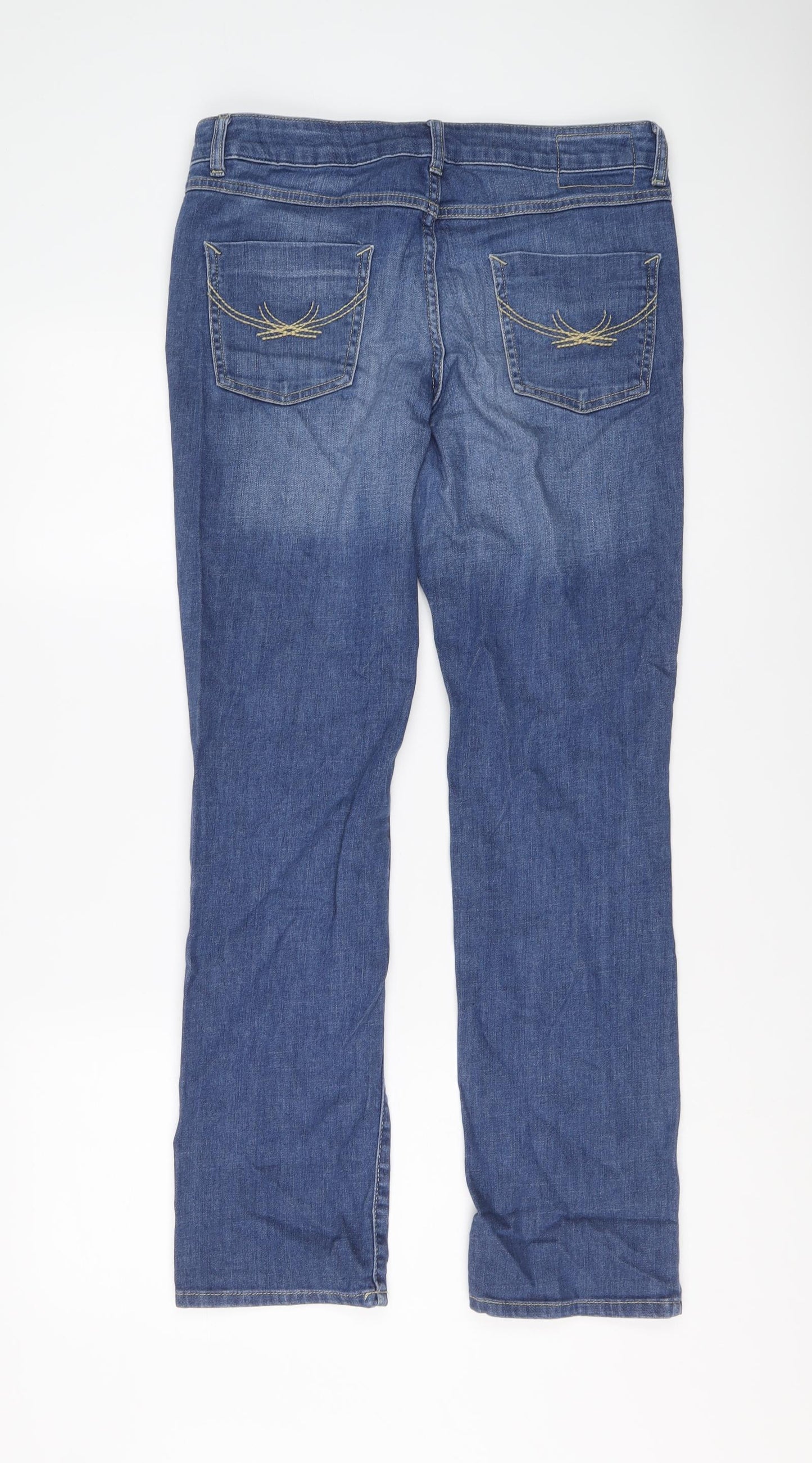 Marks and Spencer Womens Blue Cotton Bootcut Jeans Size 12 L29 in Regular Button