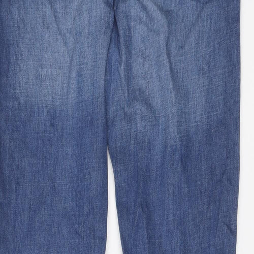 Marks and Spencer Womens Blue Cotton Bootcut Jeans Size 12 L29 in Regular Button