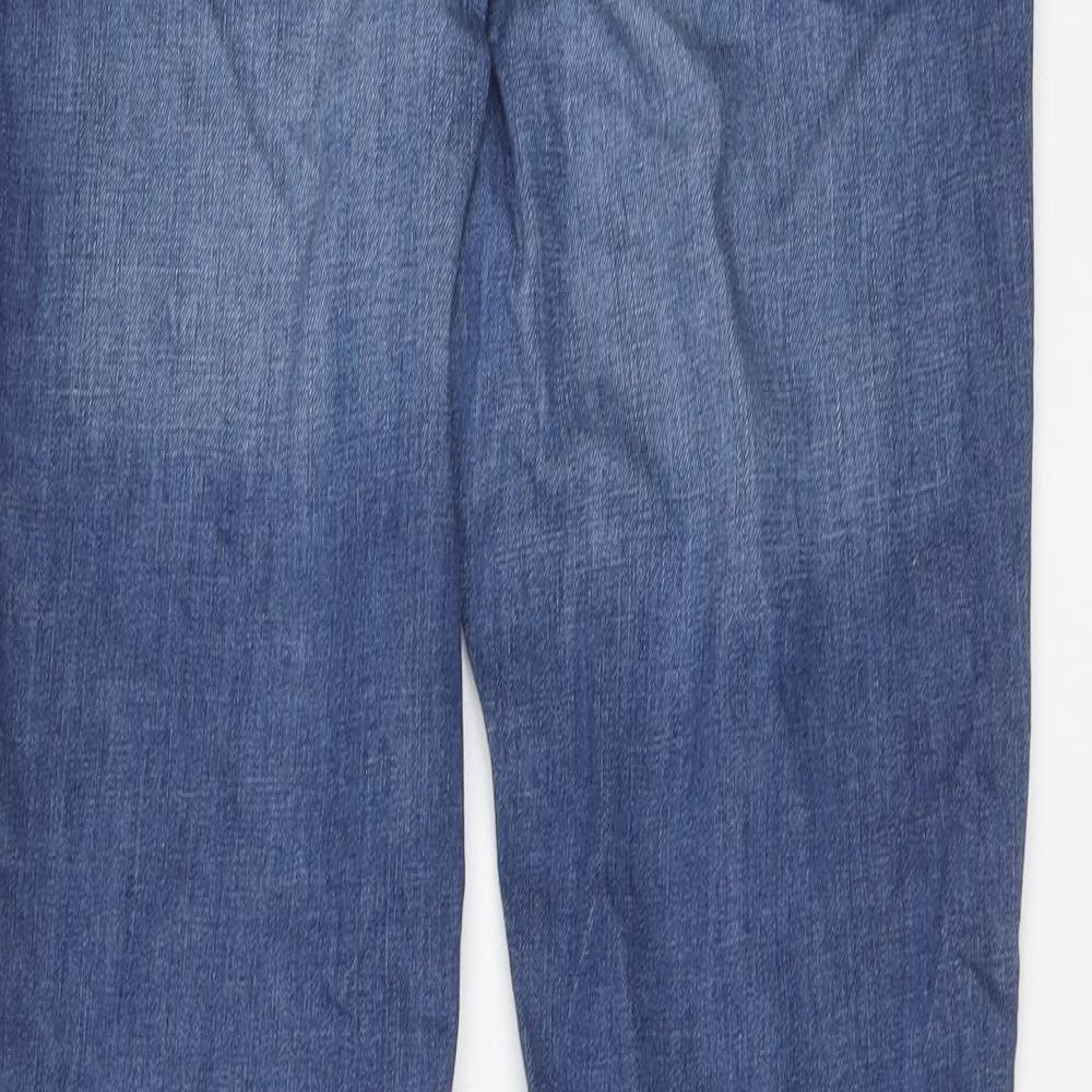 Marks and Spencer Womens Blue Cotton Bootcut Jeans Size 12 L29 in Regular Button