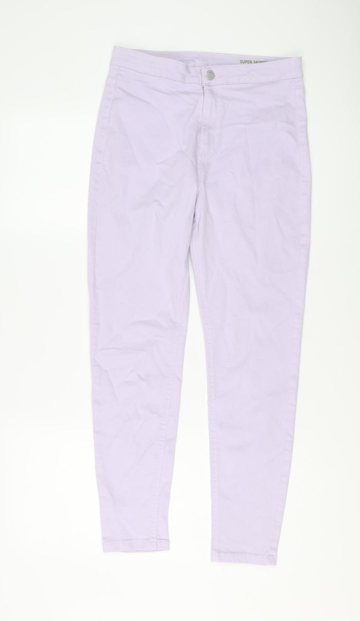 Marks and Spencer Womens Purple Cotton Skinny Jeans Size 12 L26 in Regular Button
