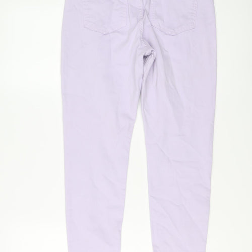 Marks and Spencer Womens Purple Cotton Skinny Jeans Size 12 L26 in Regular Button