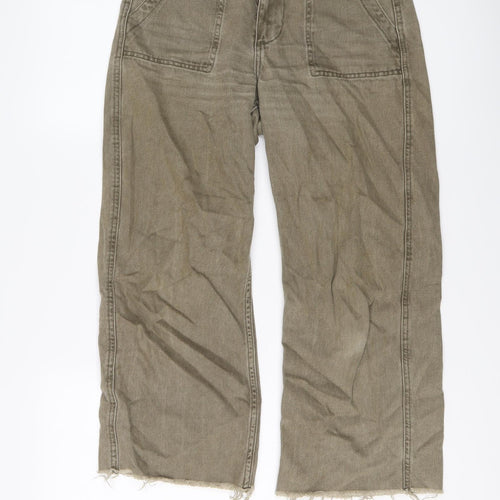 Denim & Co. Womens Brown Cotton Wide-Leg Jeans Size 8 L24 in Regular Button