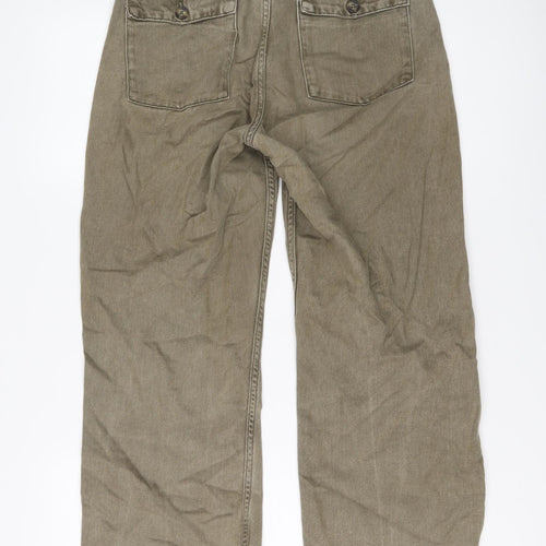 Denim & Co. Womens Brown Cotton Wide-Leg Jeans Size 8 L24 in Regular Button