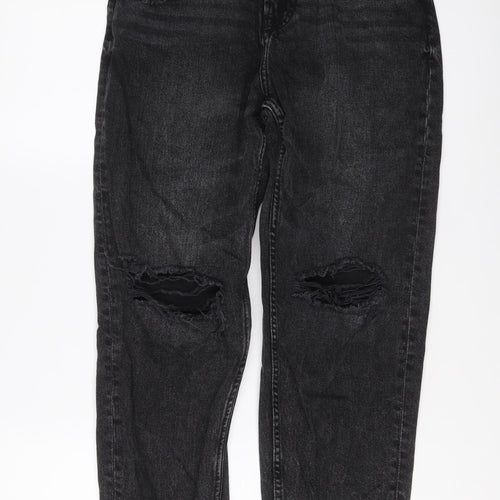 Bershka Womens Black Cotton Straight Jeans Size 8 L26 in Regular Button