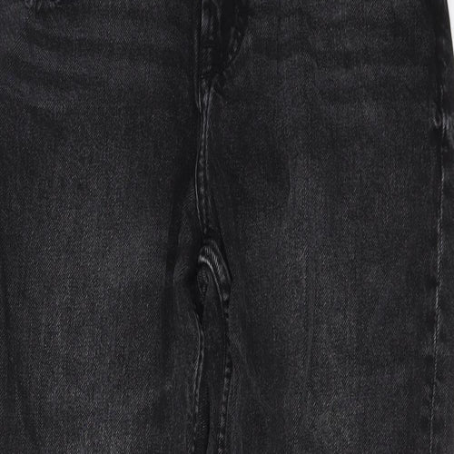 Bershka Womens Black Cotton Straight Jeans Size 8 L26 in Regular Button