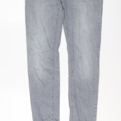 River Island Mens Blue Cotton Straight Jeans Size 30 in L32 in Regular Button