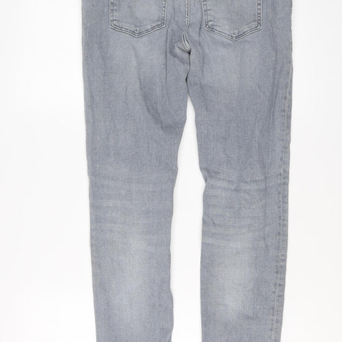 River Island Mens Blue Cotton Straight Jeans Size 30 in L32 in Regular Button