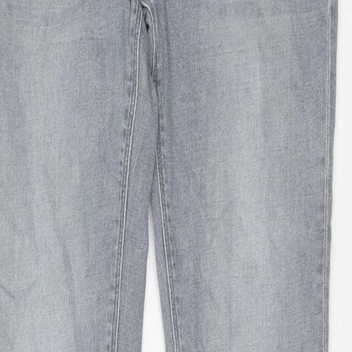 River Island Mens Blue Cotton Straight Jeans Size 30 in L32 in Regular Button