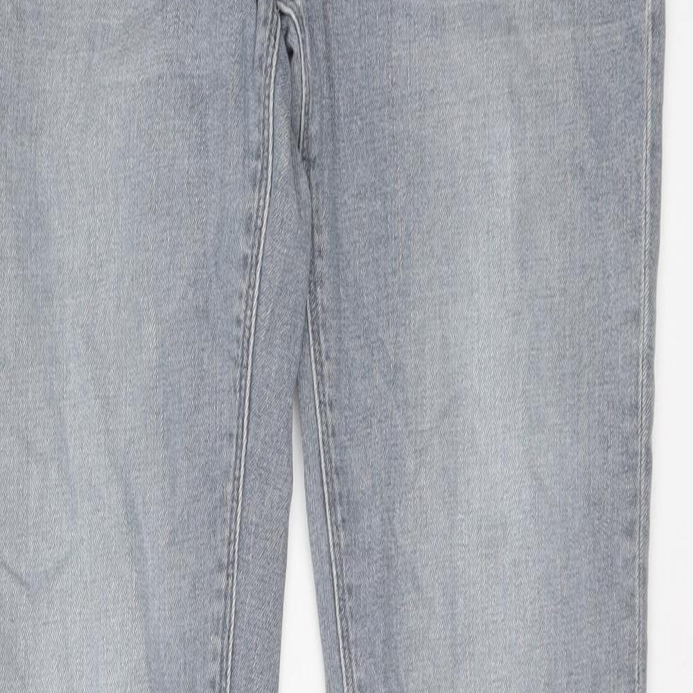 River Island Mens Blue Cotton Straight Jeans Size 30 in L32 in Regular Button