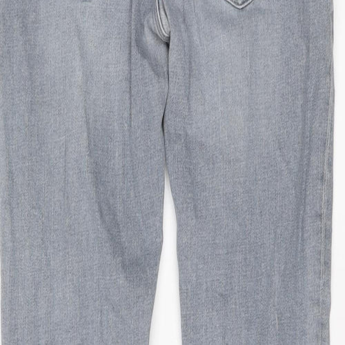 River Island Mens Blue Cotton Straight Jeans Size 30 in L32 in Regular Button
