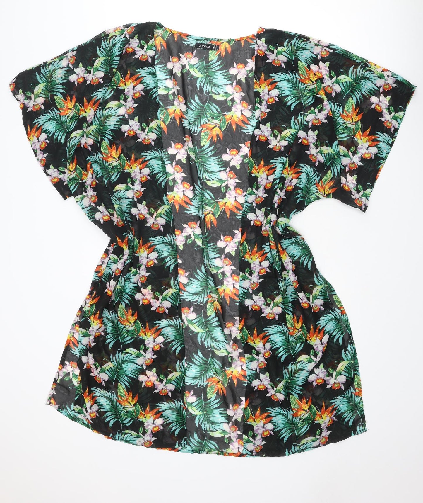 Boohoo Womens Multicoloured Geometric Polyester Kimono Blouse Size 16 V-Neck