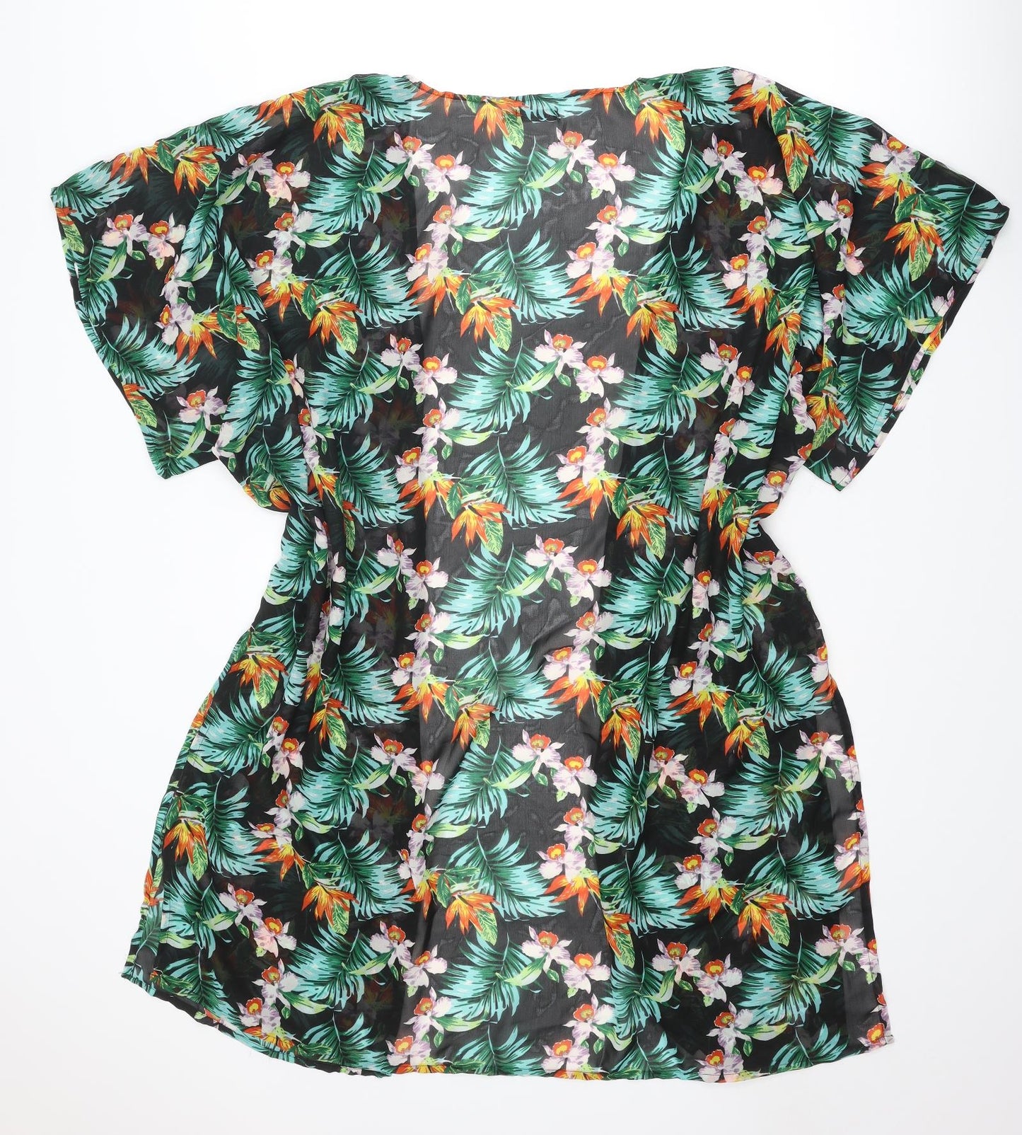 Boohoo Womens Multicoloured Geometric Polyester Kimono Blouse Size 16 V-Neck