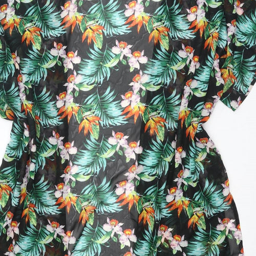 Boohoo Womens Multicoloured Geometric Polyester Kimono Blouse Size 16 V-Neck