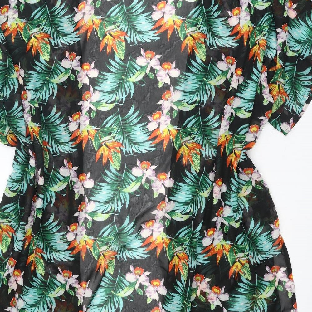 Boohoo Womens Multicoloured Geometric Polyester Kimono Blouse Size 16 V-Neck