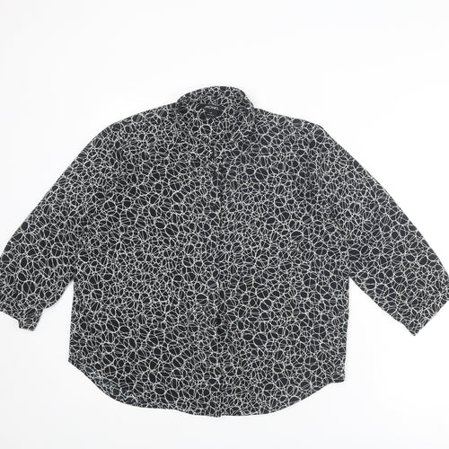 Monki Womens Black Geometric Polyester Basic Blouse Size M Collared