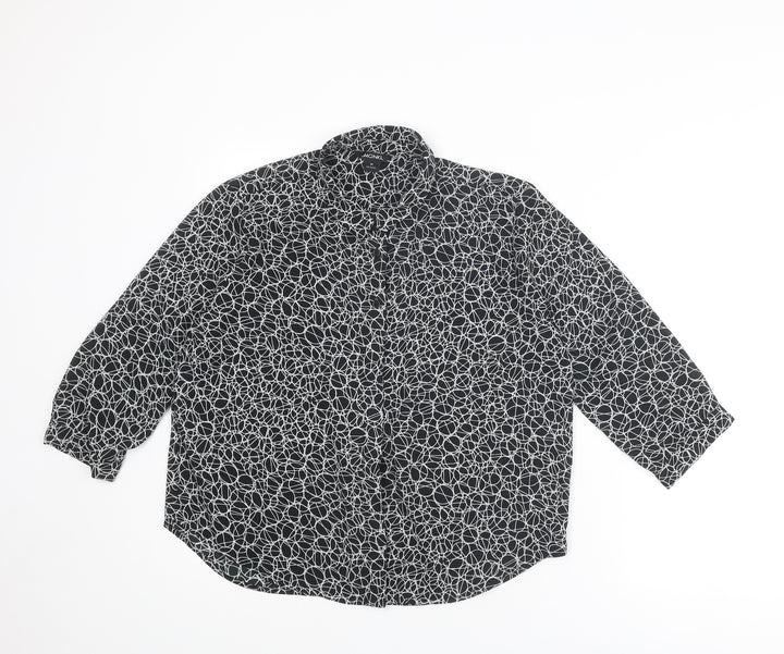 Monki Womens Black Geometric Polyester Basic Blouse Size M Collared