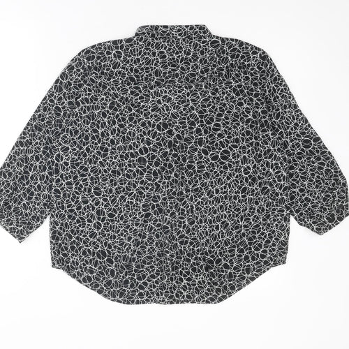 Monki Womens Black Geometric Polyester Basic Blouse Size M Collared