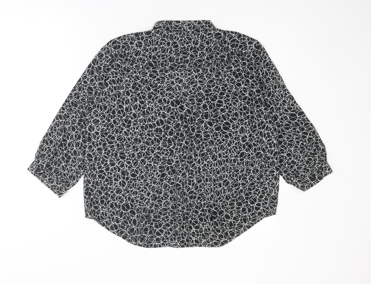 Monki Womens Black Geometric Polyester Basic Blouse Size M Collared