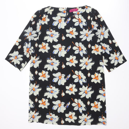 Boohoo Womens Multicoloured Floral Polyester A-Line Size 12 Round Neck Zip
