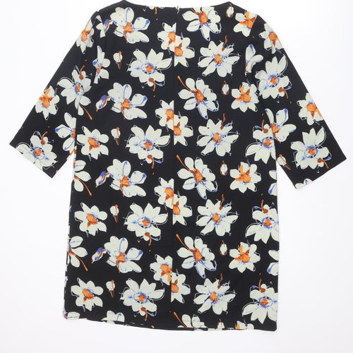 Boohoo Womens Multicoloured Floral Polyester A-Line Size 12 Round Neck Zip