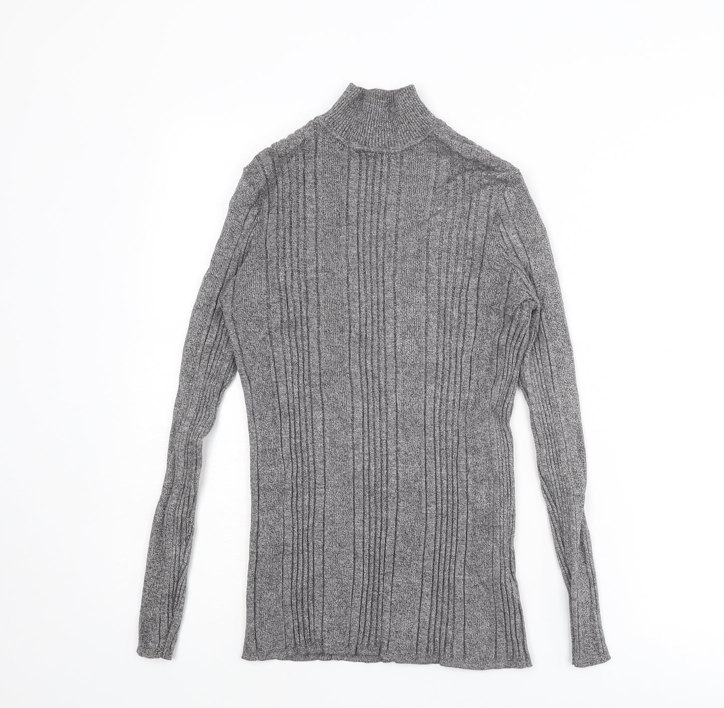 Marks and Spencer Womens Grey Mock Neck Viscose Pullover Jumper Size 14