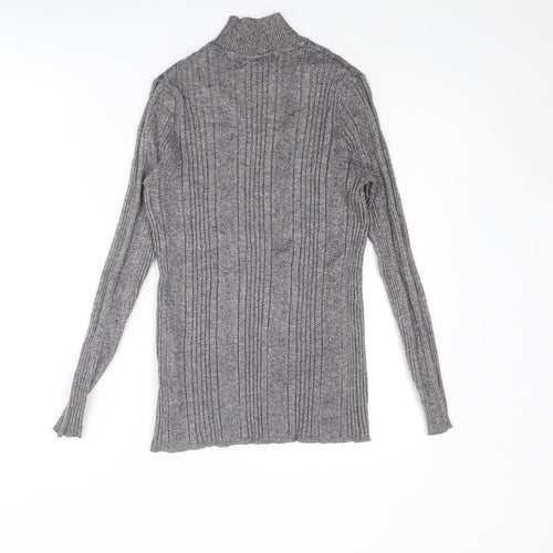 Marks and Spencer Womens Grey Mock Neck Viscose Pullover Jumper Size 14