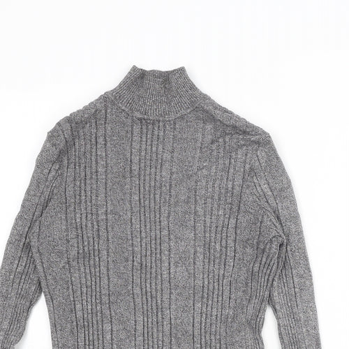 Marks and Spencer Womens Grey Mock Neck Viscose Pullover Jumper Size 14