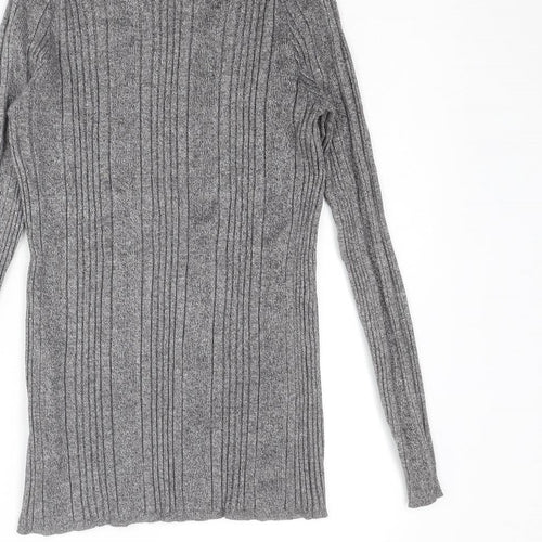 Marks and Spencer Womens Grey Mock Neck Viscose Pullover Jumper Size 14