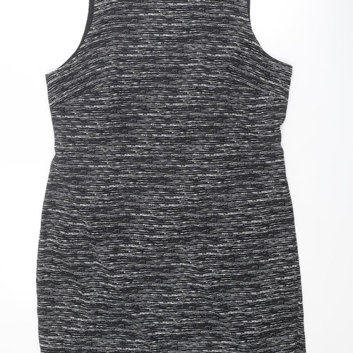 Autograph Womens Black Geometric Polyester Mini Size 16 Mock Neck Zip