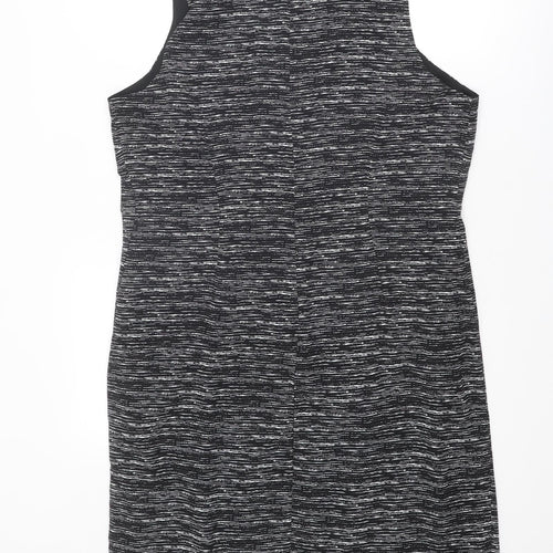 Autograph Womens Black Geometric Polyester Mini Size 16 Mock Neck Zip