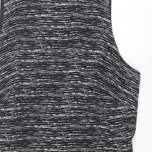 Autograph Womens Black Geometric Polyester Mini Size 16 Mock Neck Zip