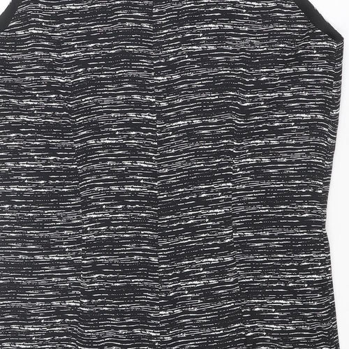 Autograph Womens Black Geometric Polyester Mini Size 16 Mock Neck Zip