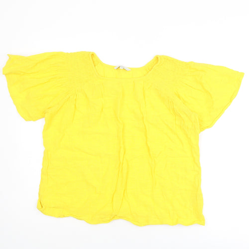 NEXT Womens Yellow Cotton Basic T-Shirt Size 14 Round Neck
