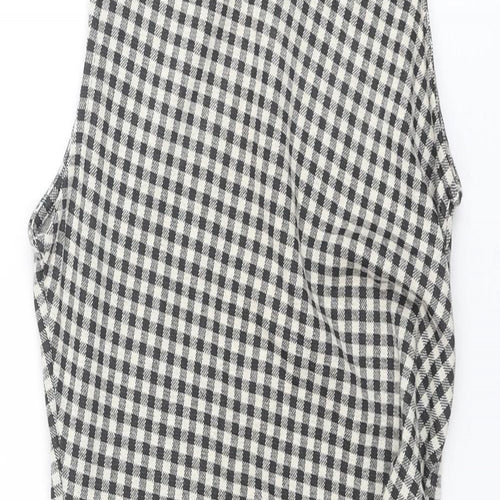 Zara Womens Black Plaid Polyester Tank Dress Size M Round Neck Button